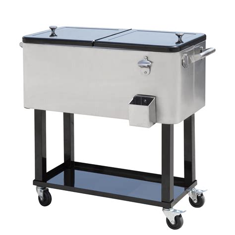 stainless steel ice box on wheels|insulated ice bin on wheels.